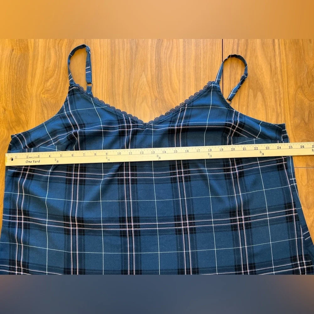 Torrid Ava - Navy Plaid Challis Lace Trim Cami - Picture 6 of 10